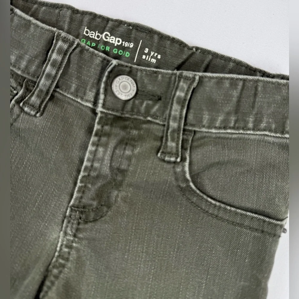 BABY GAP Army Green Baby Gap for Good‎ Slim Denim Skinny Jeans Casual Size 3
